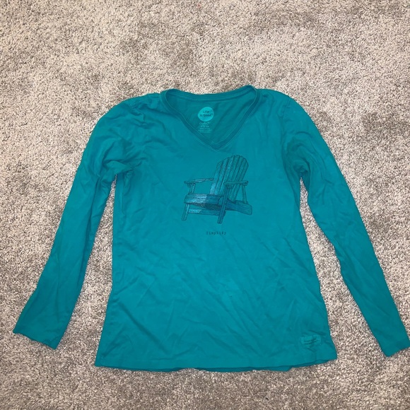 Life is Good Teal Long Sleeve shirt size S - Picture 3 of 7